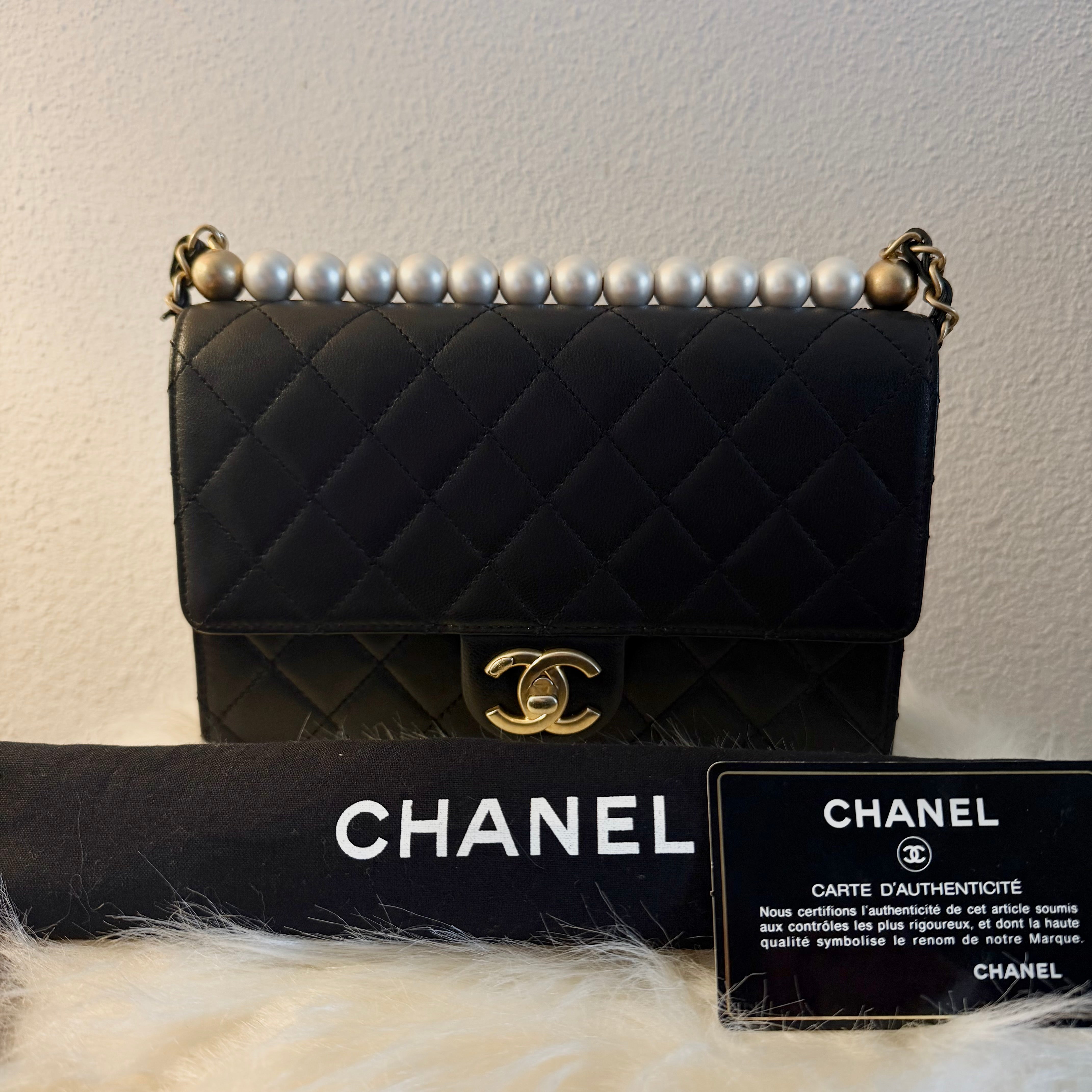 Chanel Chick Flap Pearls Goatskin Leather