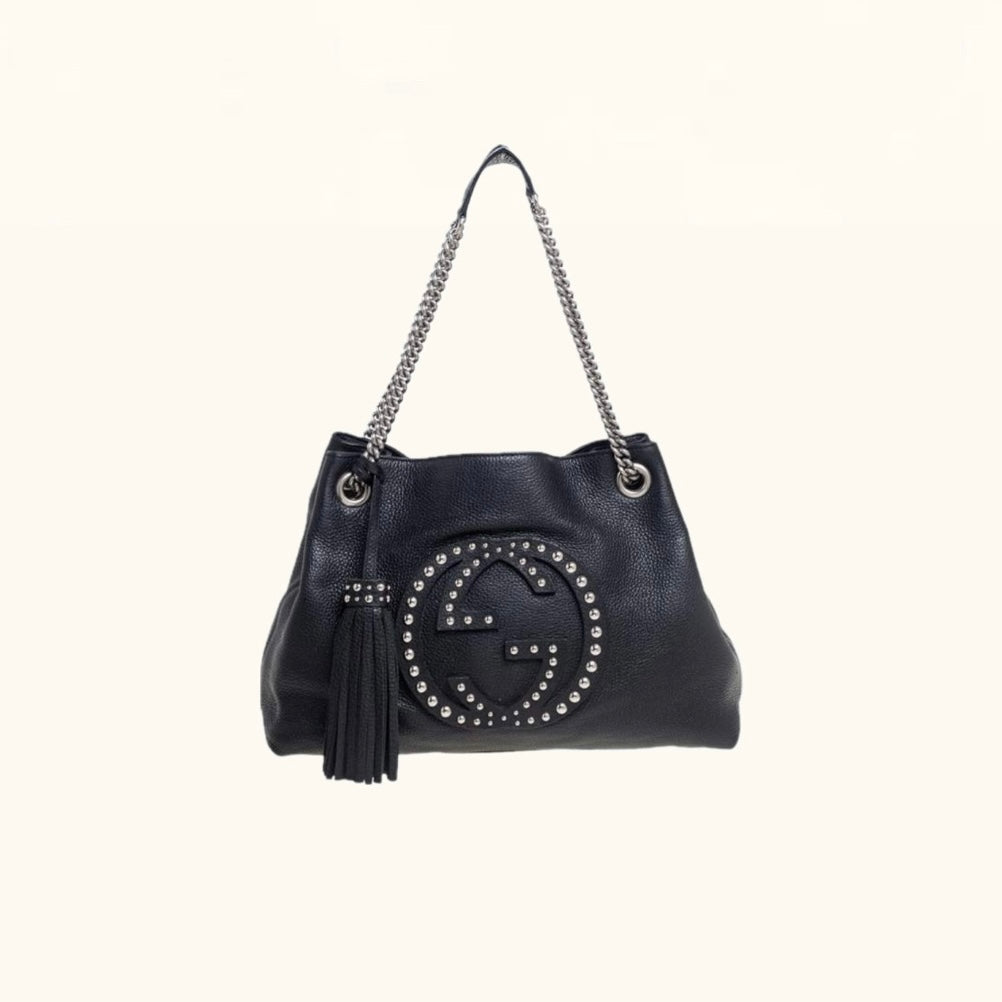Gucci Soho Pebbled Calfskin Studded Medium - Limited Edition - Full Set