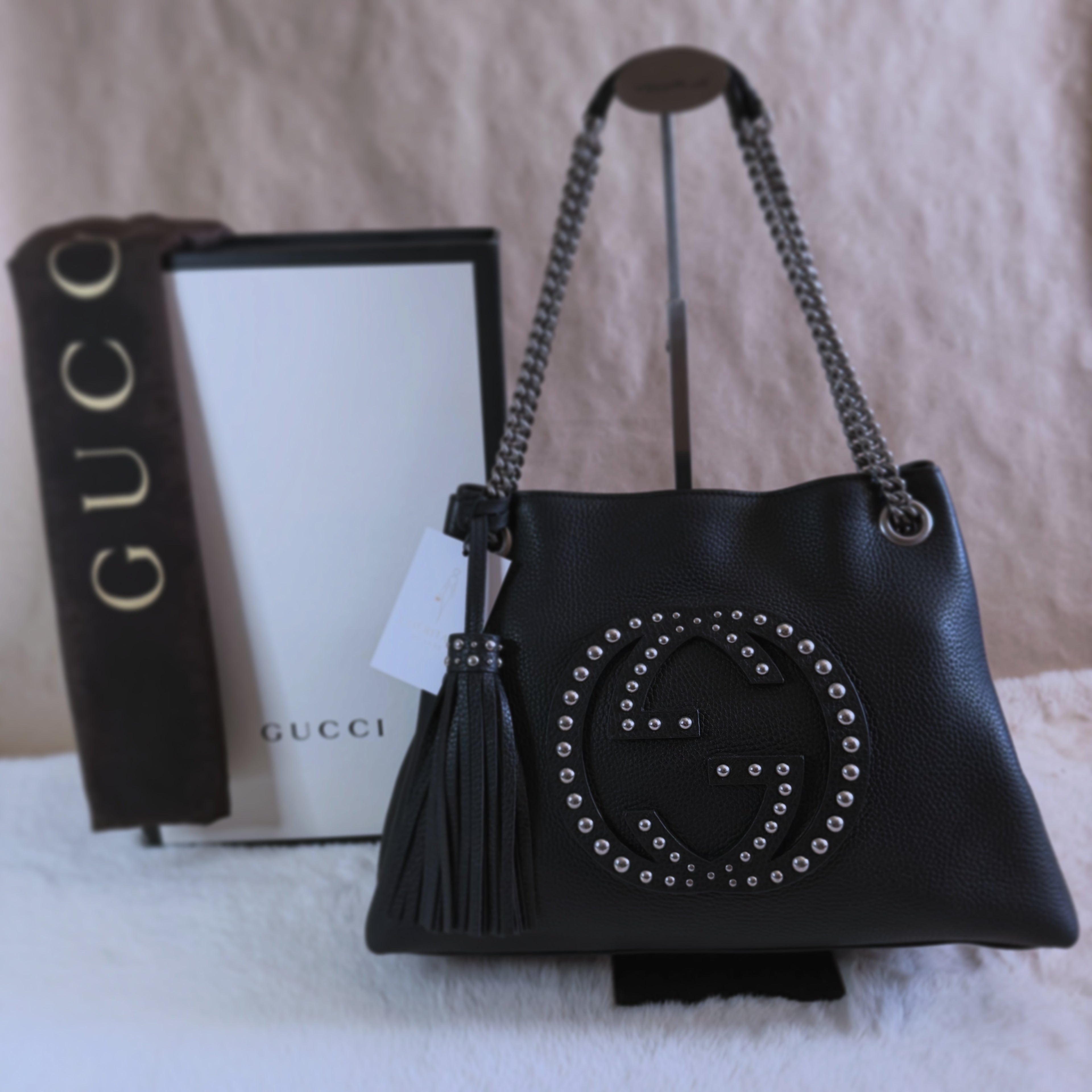 Gucci Soho Pebbled Calfskin Studded Medium - Limited Edition - Full Set