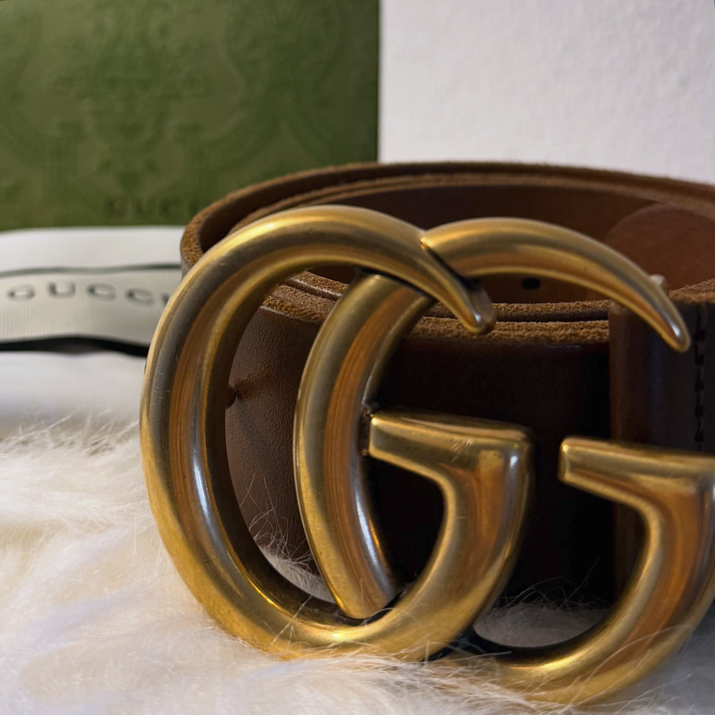 Gucci GG Marmont Wide Belt Brown - T 80CM