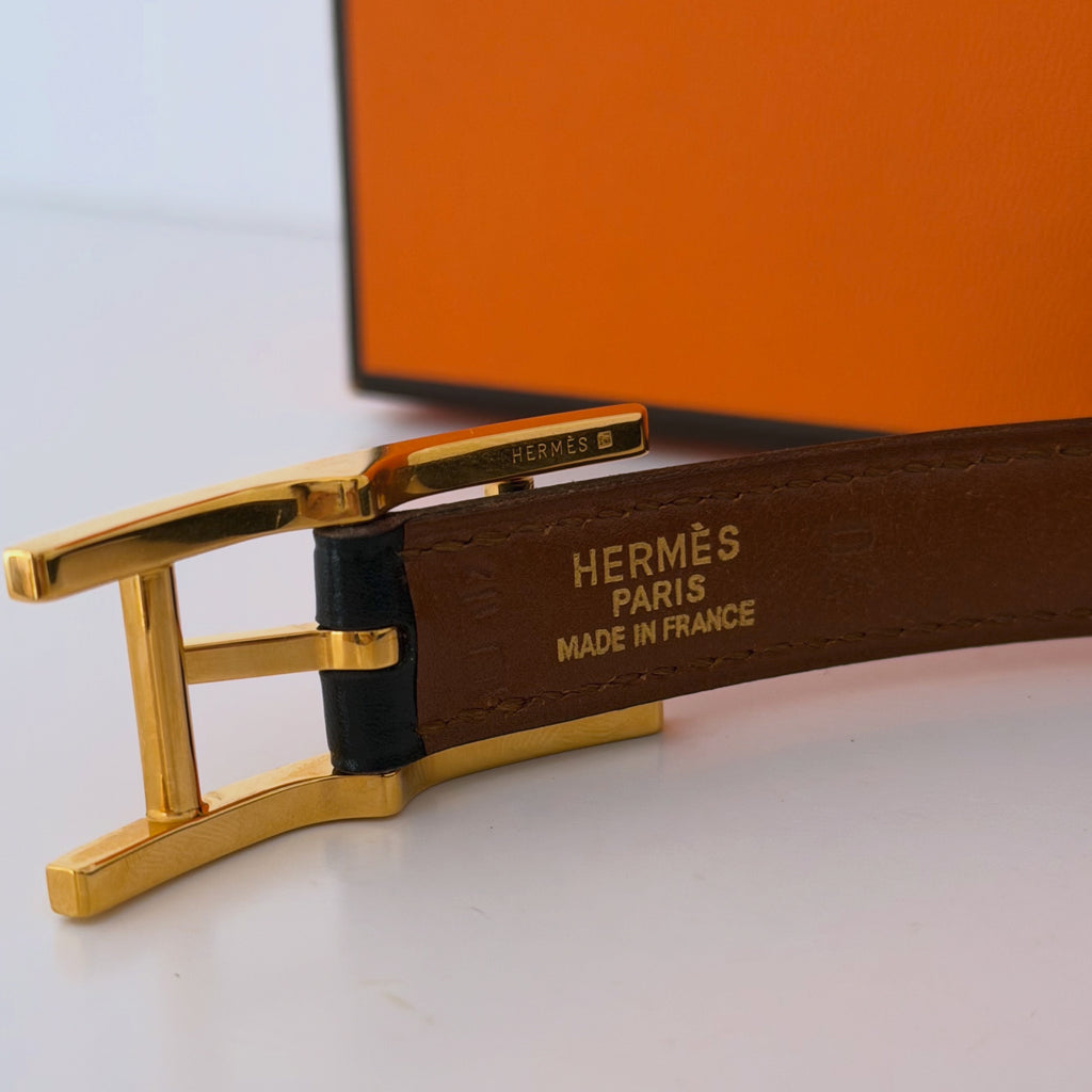 Cinto Hermès Box Calf Quentin Reversible Belt - T 70CM