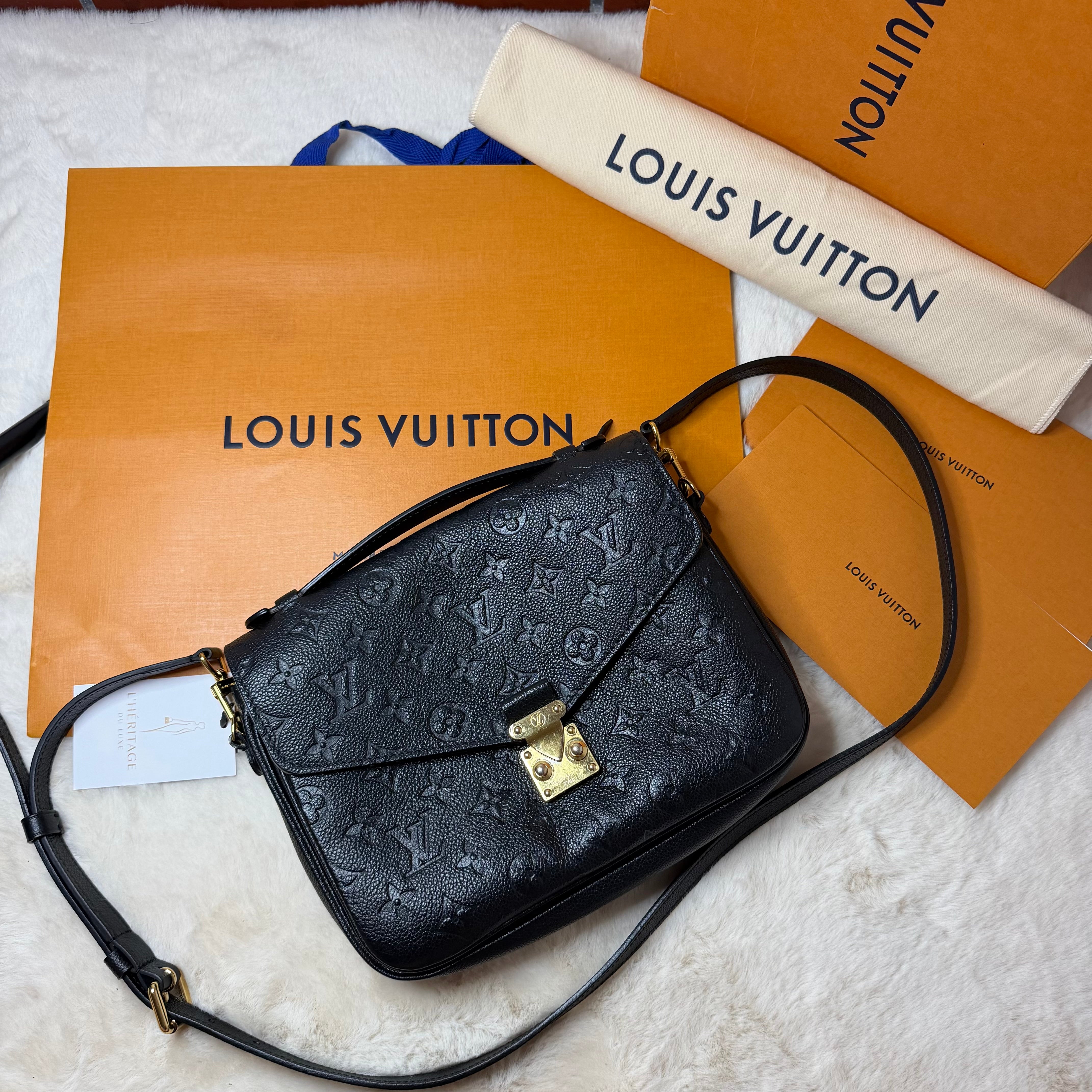 Louis Vuitton Pochette Mètis Black Monogram Empreinte Leather Full Set 2019