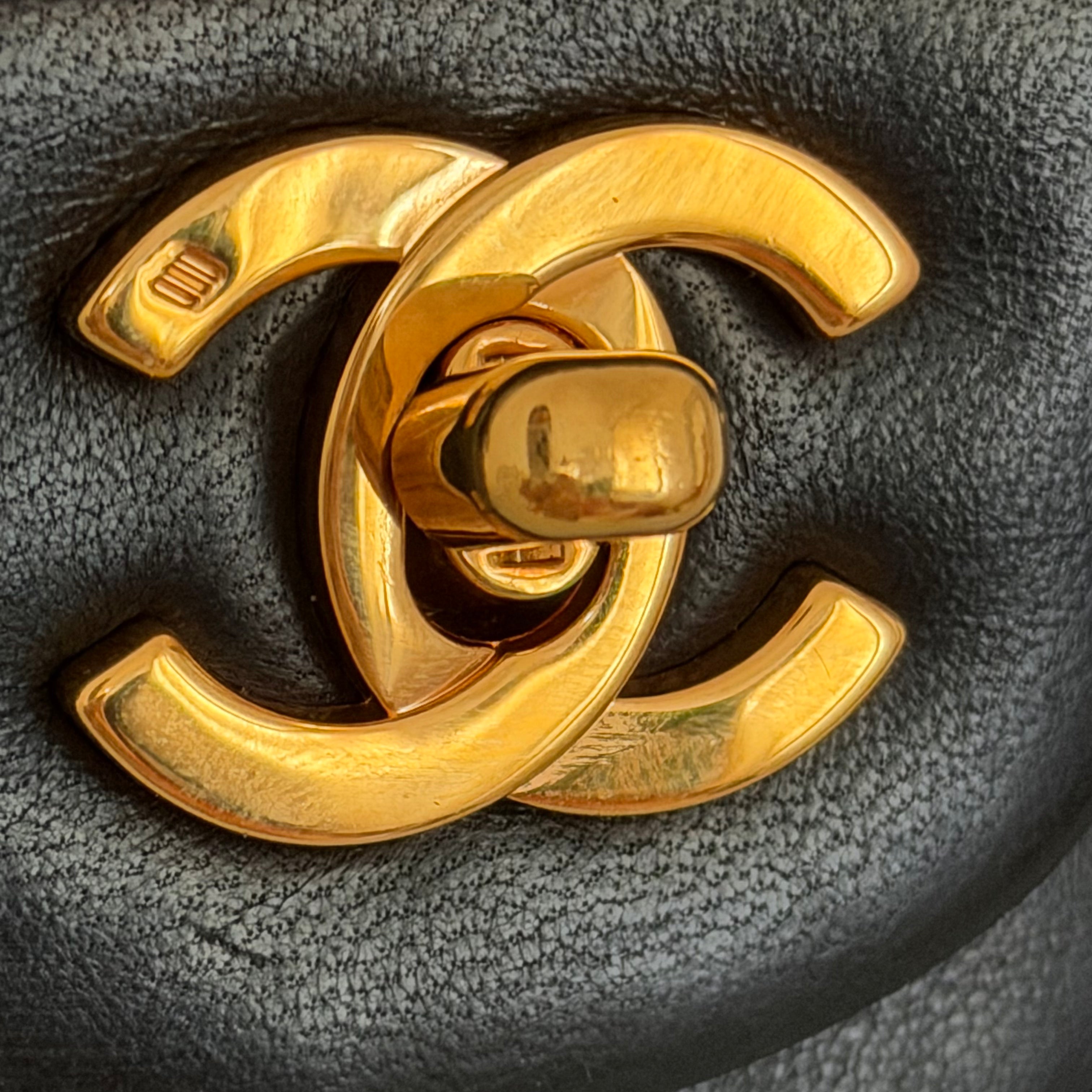 Chanel Medium Classic Vintage Double Flap Bag Black Quilted Lambskin With 24K Gold-Plated Hardware